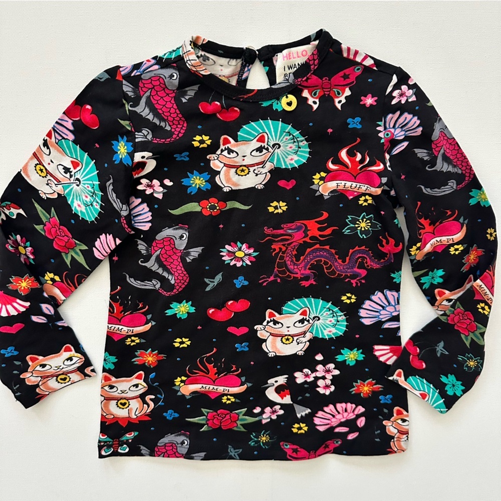 Mim-pi Colorful Graphic Long Sleeve Shirt Size 104 (4 years)